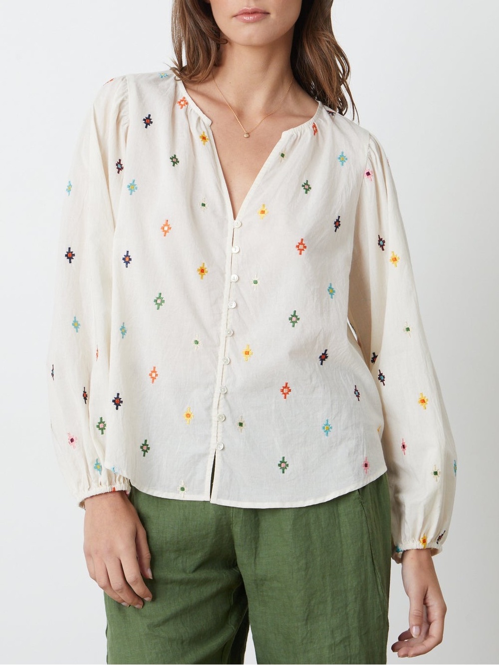 Velvet By Graham & Spencer Elizabeth Embroidered Boho Top Size S
